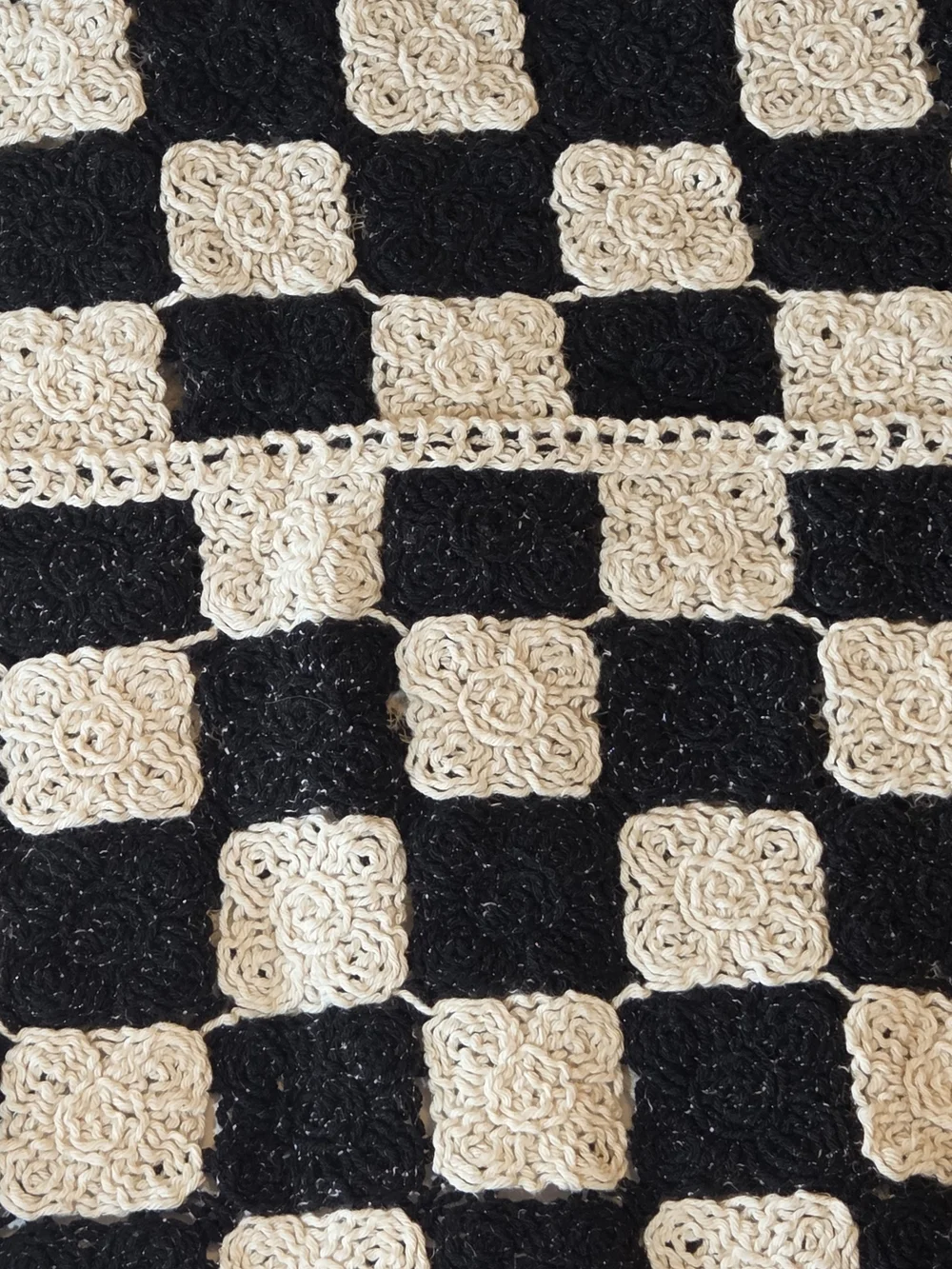 Crochet Checkerboard Vest - Black & Cream - Picture 11 of 11